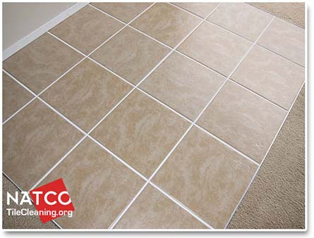 clean ceramic tile floor with white grout