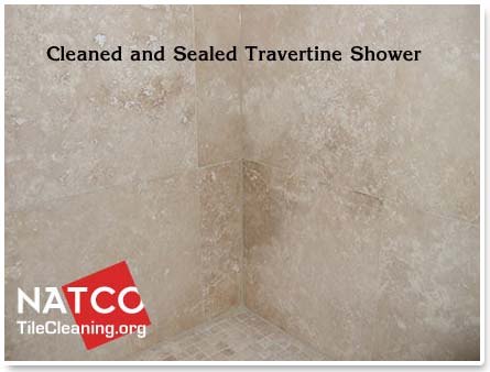 cleaned and sealed travetine shower