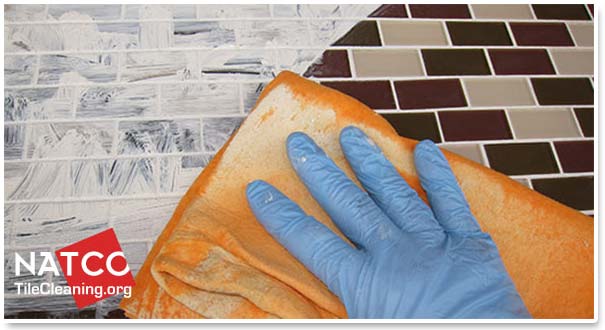 before and after dyed mosaic tile grout